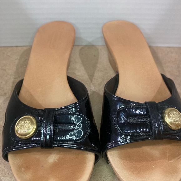 Coach clog style patent black leather strap size 6-. - Picture 3 of 10